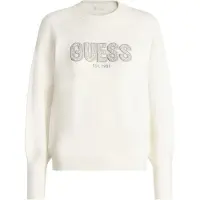 GUESS för kvinnor. W6YR30Z0978 Madeline Logo långärmad tröja vitkräm (L), Casual, Viskos, Lång ärm