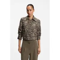 BOSS för kvinnor. 50563276 Jacka Janima med djurtryck (36), Beige, Casual, Djurmönster, Bomull