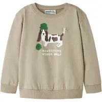 Name it Sweatshirt 'NMMNILIUS' beige / mörkbrun / grön / vit