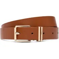 Tommy Hilfiger Double Keeper Square Buckle Leather Belt