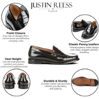 Justin Reess herrskor med svarta läder-Penny Polerade loafers - Joseph