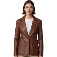 Infinity Leather Damer beige italiensk läderkavaj – Chongqing