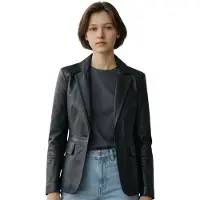 Infinity Leather Damer svart italiensk läderkavaj – Chongqing