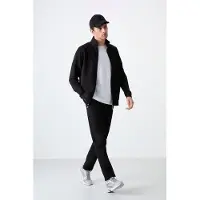 Tommy Life Herrarnas avslappnade zipkrage sweatshirt och byxor set