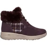 SKECHERS Go Joy-sneakers i tartanmönstrat mocka för damer (Bourgogne)