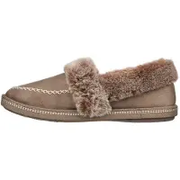 SKECHERS Mjuka lädertofflor för kvinnor/damer – Cosy CampF (Taupe)