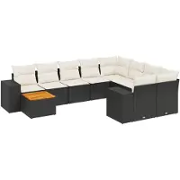 vidaXL Loungegrupp 10 delar med svarta dynor konstrotting