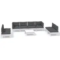 vidaXL Loungegrupp med dynor 9 delar massiv furu