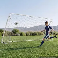 Vevor Fotbollsmål 3,66 x 1,83 m Fotbollsmål för trädgården med järnram PE-nät, bärbart och hållbart set, höghållfast nät, markpinnar, remmar, för ungdomar och vuxna utomhusträning i trädgården