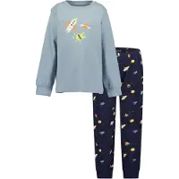 Blue Seven Pyjamas marinblå / rökblå / neongrön / orange