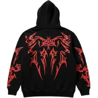 Kleidermafia Sweatshirt 'Oversize Mafia Tribal Hoodie - Black and Red' svart