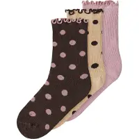 Name it Strumpor - 3-pack - NmfNina - Sesam/Chocolate Plum/Lila - - 22/24 - Strumpor