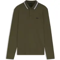 BOSS Plisy 10266738 Green Pikétröja Med Lång ärm