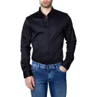 Armani Exchange för män. 8NZCBDZN10Z1200 Klassisk skjorta svart (S), Casual, Parti, Bomull, Lång ärm