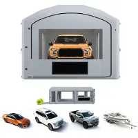 Vevor Uppblåsbar målarbox, 9 x 4,8 x 3,6 m, Bärbar sprutbox med 750W+950W blåsmaskiner, Stort filterbomull, Skötyta, Målningstält med välvt tak för fullstor pickup, Liten motorbåt, Grå
