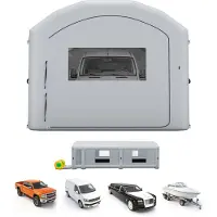 Vevor Uppblåsbar Målningsbox, 12 x 5 x 4 m, Bärbar Sprutbox med 950W+1100W Blåsmaskiner, Stort Filterbomull, Omklädningsutrymme, Målningstält med Välvt Tak för Tung Pickup och Skåpbil, Grå