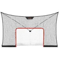 Vevor Hockeymål Mål och skyddsnät Set, 366x213 cm Slitstarkt hockeynät med utökad täckning, Lätt och bärbart komplett träningstillbehörsset, Enkel montering, för ungdomar och vuxna