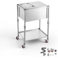 Vevor Rullande kylbox i rostfritt stål 42,4 l, kylvagn för utomhusbruk med hjul, skjutbart lock, hyllplan, för uteplats, bakgård, fest, bar, kalla drycker, 660 x 505 x 985 mm