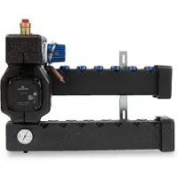 Wavin Midishunt 4 kretsar, isolerad, med Grundfos UPM3 Hybrid 15-70 pump