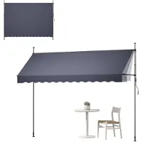 Vevor Manuell Infällbar Markis, 350 cm Utomhus Infällbar Terrassmarkis Solskydd, Höjdjusterbar Terrassdörr Fönstermarkis med Manuell Vevhandtag för Bakgård, Trädgård, Balkong, Mörkgrå