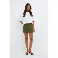 Gina Tricot  - Cargo mini skirt - minikjolar - Grön - M - Dam