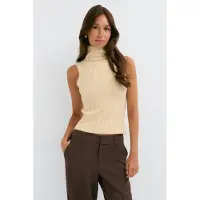 Gina Tricot  - Sleeveless knitted top - polotröjor - Gul - M - Dam