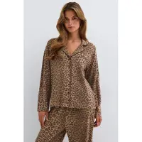 Gina Tricot - Soft pyjamas shirt - pyjamas - Brun - S - Dam