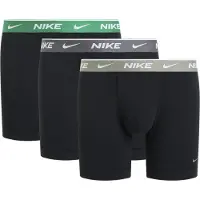Nike Boxershorts Essential Cotton Stretch 3-pack - Svart/Grå/Grön, storlek Large