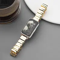 LUJING-Treasure Bag Rostfritt stålögla för Huawei Band 9/8 Armband Högkvalitativt armband för Huawei Band 9 Correas Irregular för Huawei 7/8/9 Armband Huawei Band 8 gyllene