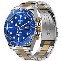 Happy World Electronics Lyxig AW12 Smartklocka Rostfritt Stål Dam Herr Full Touch Rund Skärm Fitness Bluetooth Samtal Smartklocka blå/gyllene