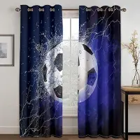 Yiran Furniture Tecknad Fotboll Fotboll Sport Gratis Frakt Fönstergardiner För Vardagsrum Barn Sovrum Badrum Kök Dörr Heminredning 2 st W65X60H(cm)X2Pcs&Grommet Top