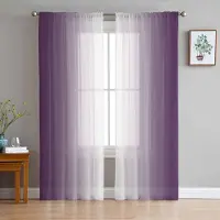 Yiran Furniture Gröna och vita gradient genomskinliga gardiner för vardagsrumsdekoration Fönstergardiner för kök Tyll Voile Organza-gardiner W135 x H115cm x1&Rod Pocket