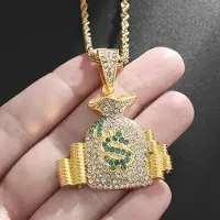 Household supplies MH Pengapåse Hänge Halsband Med Repkedja Guld Färg Hip Hop Punk Bling Iced Out Zirkon Coolt Herr Rock Biker Halsband Smycke Gåva