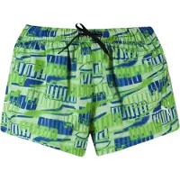 Puma Badshorts för kvinnor med vävt mönster och upprepat logotypmönster (Grön)
