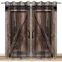 Yiran Furniture 2 st Gardiner Western Båtankare Dekorerade Trädörrar Med Kanalficka Gardiner För Kök Kaféer Sovrum Persienner Fönster 140W160H(CM)55x63in&Grommet Top