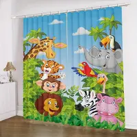 Yiran Furniture 2 st Tecknad Djur Räv Lejon Giraff Djungeltryck Gardin För Sovrum Kontor Kök Persienner Vardagsrum Golvfönster Heminredning 100W130H(CM)40x51in&Grommet Top blue
