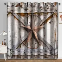Yiran Furniture 2 paneler Gardiner Western Cowboy Gård Dekorerade Trädörrar med Kanalficka Gardiner För Kök Kaféer Sovrum Persienner Fönster 140W160H(CM)55x63in&Rod Pocket