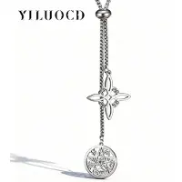 Hi Necklace Tetragrammaton Pentagram och Häxknut Halsband Lång Lådkedja Dubbel Hänge Amulett Halsband Häxkonst Smycken Parpresenter 75cm