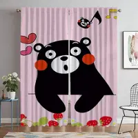 Yiran Furniture Kumamon Köksgardiner för Vardagsrum Halloween Dekoration Rullgardiner Tyll för Sovrumsavdelare Heminredningsgardiner 2 Delar W60xH90cmx2pcs-CL