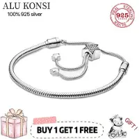 YIRAN Jewelry Rea Passform Original Pan Armband För Kvinnor Äkta 100 %925 Sterlingsilver Ormkedja Armring Berlocker Gör-det-själv Högkvalitets Smycken 19cm