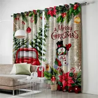Yiran Furniture Jul Fönstergardiner Dekor För Hem Sovrum Kök Vardagsrum Julpynt Julklappar Navidad Natal Nyår 2024 50W130H(CM)x2&Grommet Top