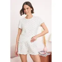 Trendyol Kort pyjamas marinblå / vit