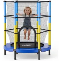 Vevor 142 cm studsmatta för barn, ministudsmatta för småbarn, 60 kg kapacitet inomhus- och utomhusleksaker med nät, enkel att montera, julklappar, födelsedagspresenter för flickor och pojkar