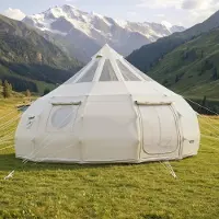 Vevor Canvas Bell-tält, 4 säsonger 5 m jurttält för camping med spisuttag, poly-bomullscanvas, andningsbart, rymmer upp till 12 personer med regnskydd, för familjecamping, glamping, utomhusjakt