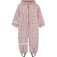 CeLaVi Regnoverall m. Fleece - PU - Shadow Grå m. Blommor - - 80 - Regnoverall