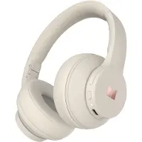 24.Se Monster Mission 100 Bluetooth-hörlurar / trådlösa over-ear-hörlurar med AI-brusreducering / vitt headset