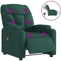 vidaXL Fällbar Massagestol, Elektrisk, Mörkgrön, Tyg