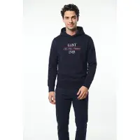 Gant för män. 2067157 Grafisk Huvtröja marinblå (XXL), Casual, Bomull, Marino