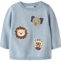 Name it Tröja - Stickad - NbmHaps - Blue Dimma - - 62 - Tröja