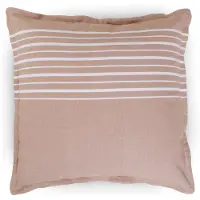 Nordstrand Prydnadskudde 45x45 cm - 100% bomull - Beige med vita ränder
